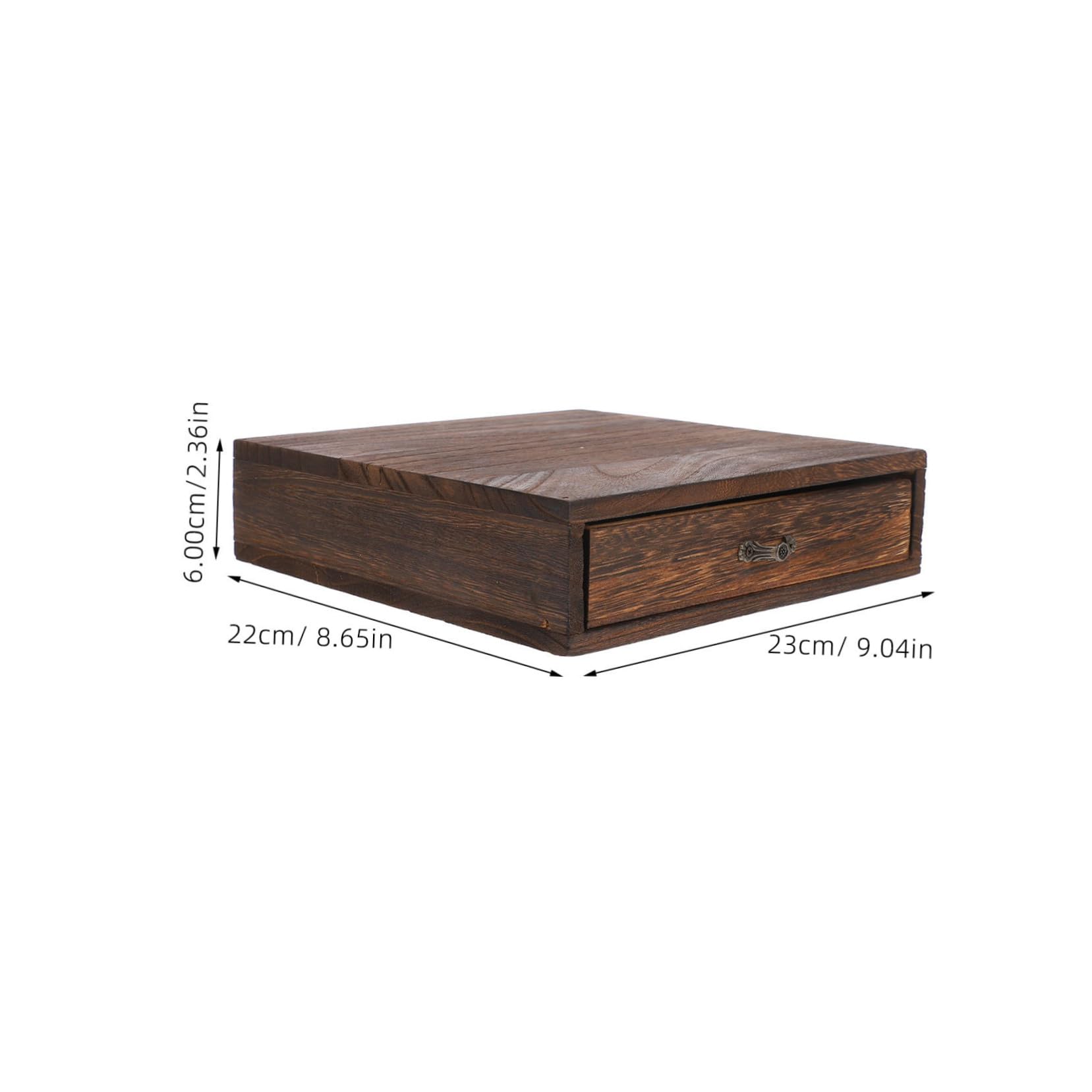 Drewniany organizer na biurko 23 cm x 22 cm x 6 cm z szufladą do przechowywania biżuterii i akcesoriów do domowego biura i studia - stylowe i funkcjonalne rozwiązanie do przechowywania na biurku
