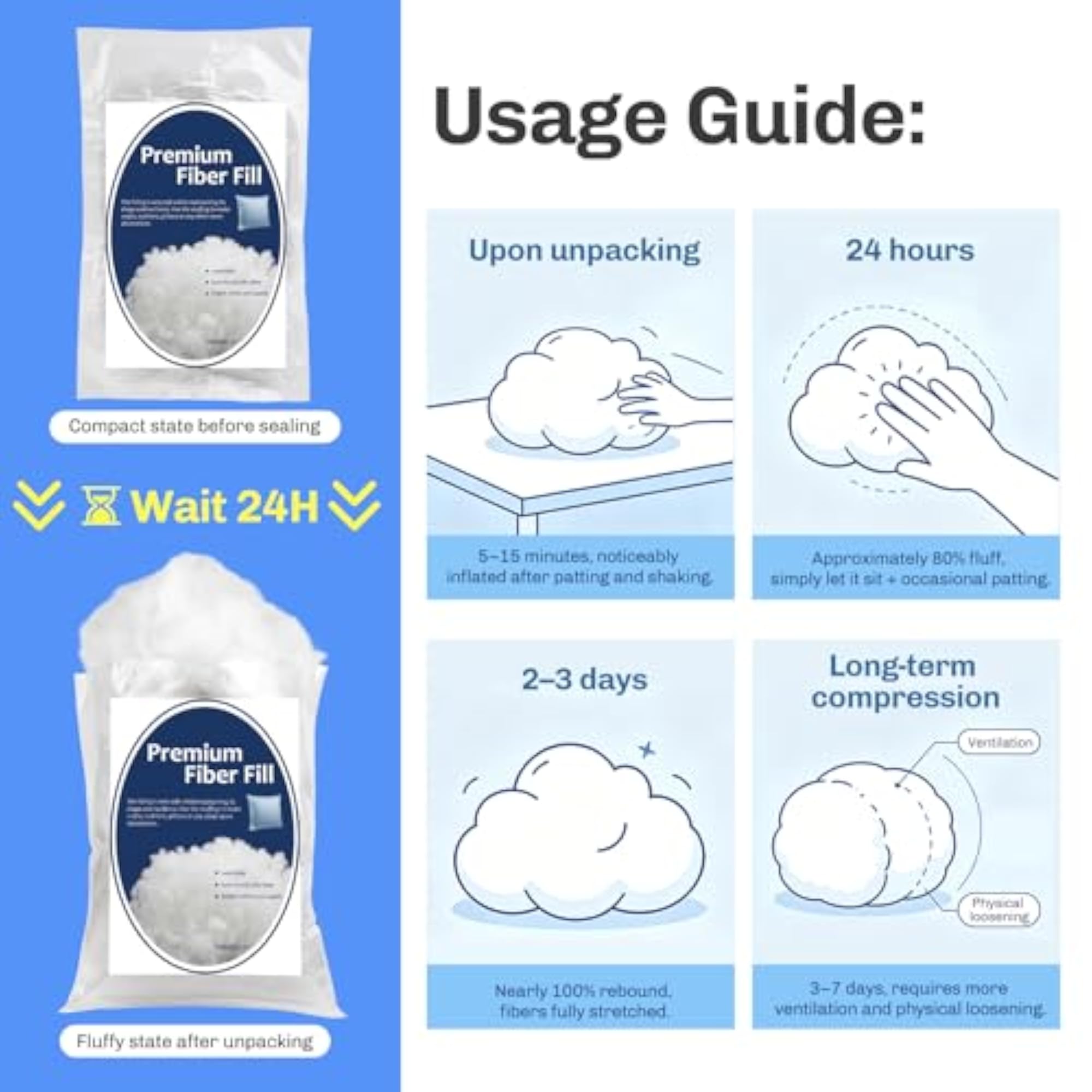 800g/28.2oz Polyester Fiber Fill, Premium Stuffing