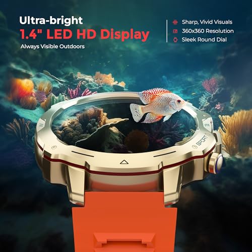 Image of Nervfit Blaze Smartwatch 1.4 inch LED Display, Bluetooth Calling, IP67 Waterproof, Heart Rate & SpO2 Monitor, Sleep & Stress Tracking, 7-Day Battery, Fitness & Sports Modes (Vibrant Gold)