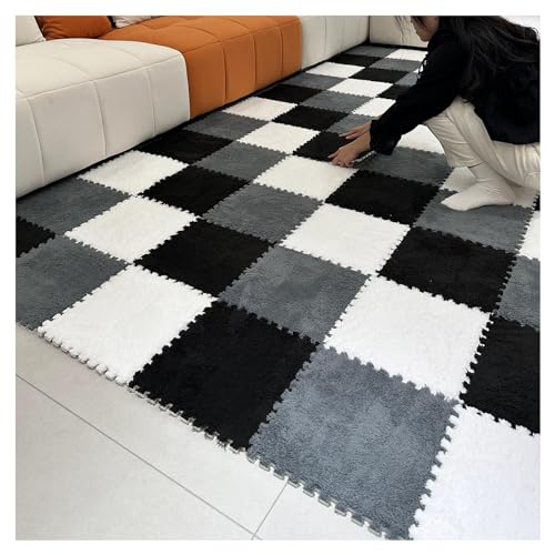 12 Piezas De Alfombrillas De Espuma, Baldosas De Alfombra Entrelazadas De Felpa, Alfombrilla De Juego con Forma De Rompecabezas, 12 X 12 Pulgadas