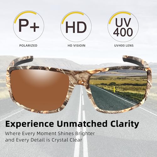 Image of Camo Polarized Wrap-around Sport Sunglasses for Men Women UV400 Driving Fishing Hunting Sun Glasses