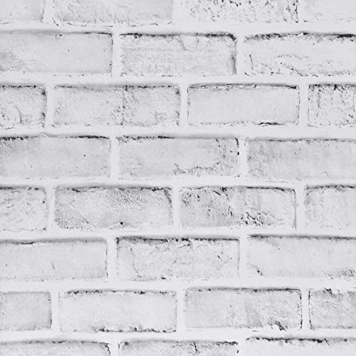 Mecpar 17.71â€ x 197â€ White Gray Brick Contact Paper Vintage White Brick Pattern Wallpaper Peel and Stick Wallpaper Self-Adhesive Brick Textured Wallpaper for Backsplash Shelf Fireplace Home Decor