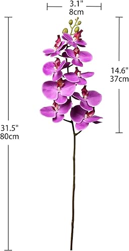 Vista 7 de DILATATA Orquídea Phalaenopsis floreciente de 31.5 pulgadas de alto, orquídea artificial de tacto real con 9 flores grandes, orquídeas falsas
