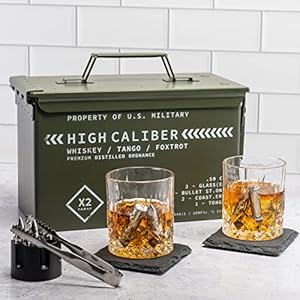 Whiskey Glasses and Whiskey Stones in Unique Tactical Box Display | Ideal Groomsmen Gifts Whiskey Gifts for Men…
