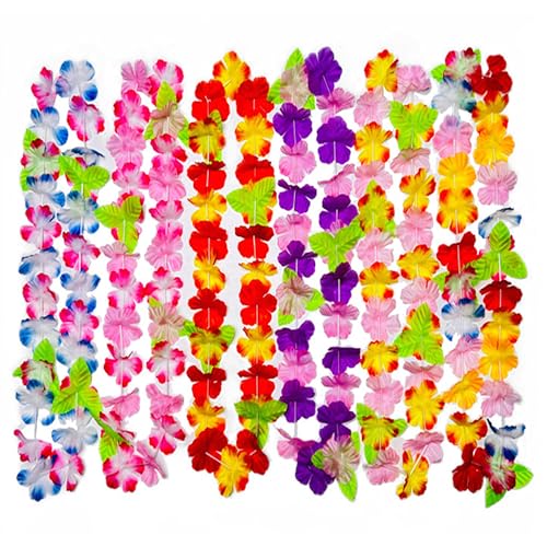 YOOSI 30 Pièces Collier Fleurs Hawaien, Hawaiian Fleurs Guirlande Thème Décorations de Fête pour Mariage de Plage Hawaiian Party Carnaval Décorations