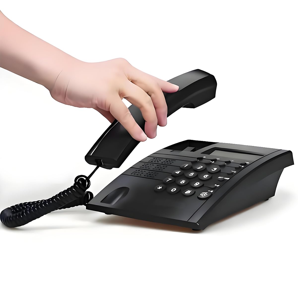 Cavo telefonico in rame puro, cavo telefonico RJ9 4P4C per telefono fisso, 3 m, cavo di ricambio a spirale per telefono da ufficio/casa, design a spirale estensibile, compatibile universalmente (2