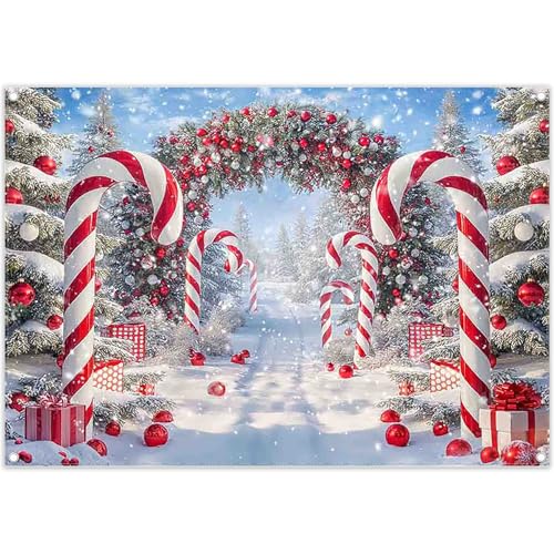 ZTHMOE Fabric 7x5ft Merry Christmas Cane Candy...