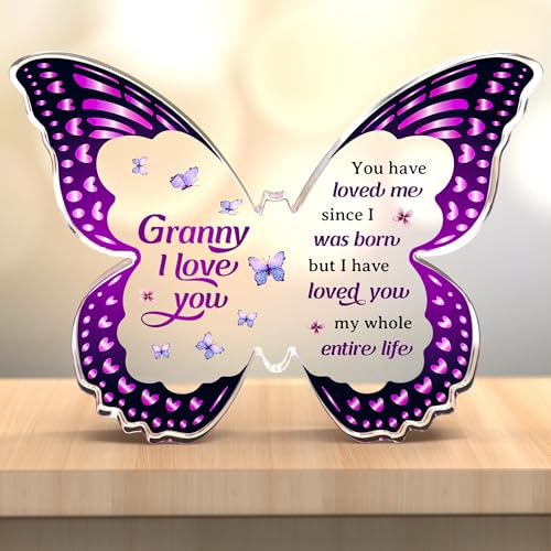 Gifts for Granny for Grandma, Granny Birthday Gifts, Best Granny Gift from Grandchild - Butterfly Acrylic Plaque for Birthday Christmas Valentines Mothers Day