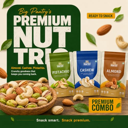 Image of BIG Pantry Rakhi Dry Fruits Gift Combo Pack (Pistachio Roasted & Salted + Whole Cashew + California Almond) 200g Each | Premium Healthy Festival Gift Hamper | Raksha Bandhan Gift Box