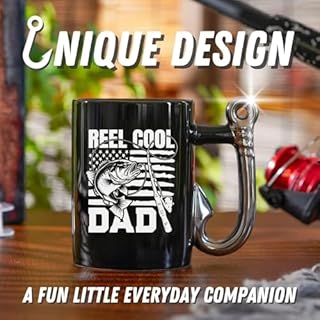 Onebttl Dad Coffee Mug with Fishhook Handle, Gifts for Dad on Birthday, Father's Day, 13.5oz - Cool Dad