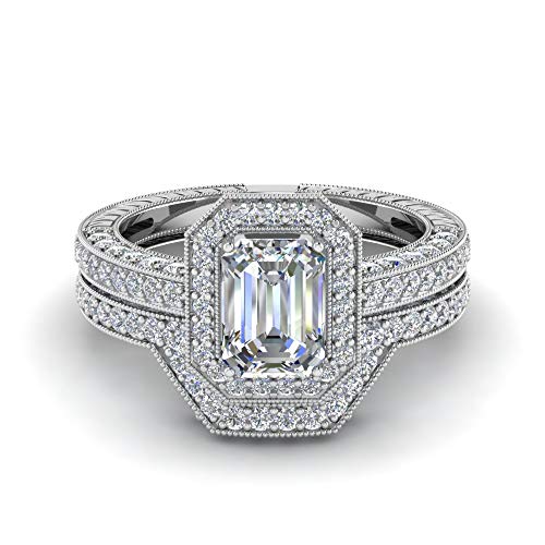 Bague émeraude halo en argent, le cadeau de mariage romantique idéal