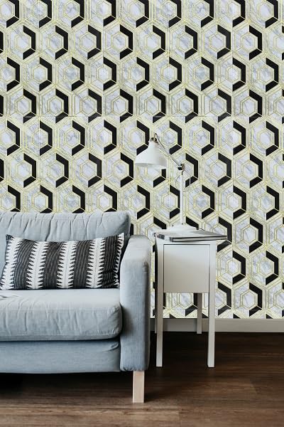 Image of CVD 3D PE Foam Self-Adhesive Wall Stickers | Golden Black Wallpaper for Home, Hotel, Living Room, Bedroom & Cafe | DIY Decorative Panel (70 x 70 cm, Approx. 5.8 Sq. Feet, 1 Piece)