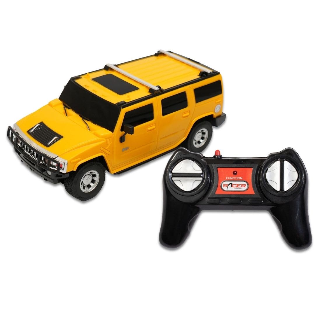 Rechargable Remote Control Car for Kids - Hummer H2 - Full Function R/C - Proudly Made in India - 1:24 Scale - Pack of 1 in Yellow