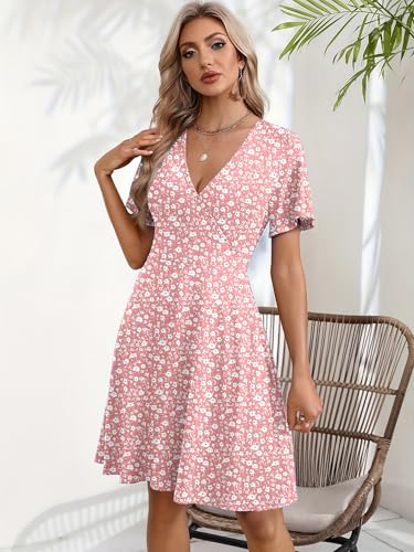Image of Zeagoo Womens Summer Dresses Wrap V Neck Dress Floral A-Line Ruffle Sleeve Casual Sundress with Pockets 2026