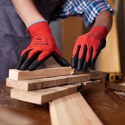 Image of KAYGO Safety Work Gloves for Men Women, PU Coated Palm & Fingers, KG11P | Smooth Grip, Breathable & Lightweight, 13-Gauge Seamless Knit, for Light Warehouse, Manufacturing, Gardening