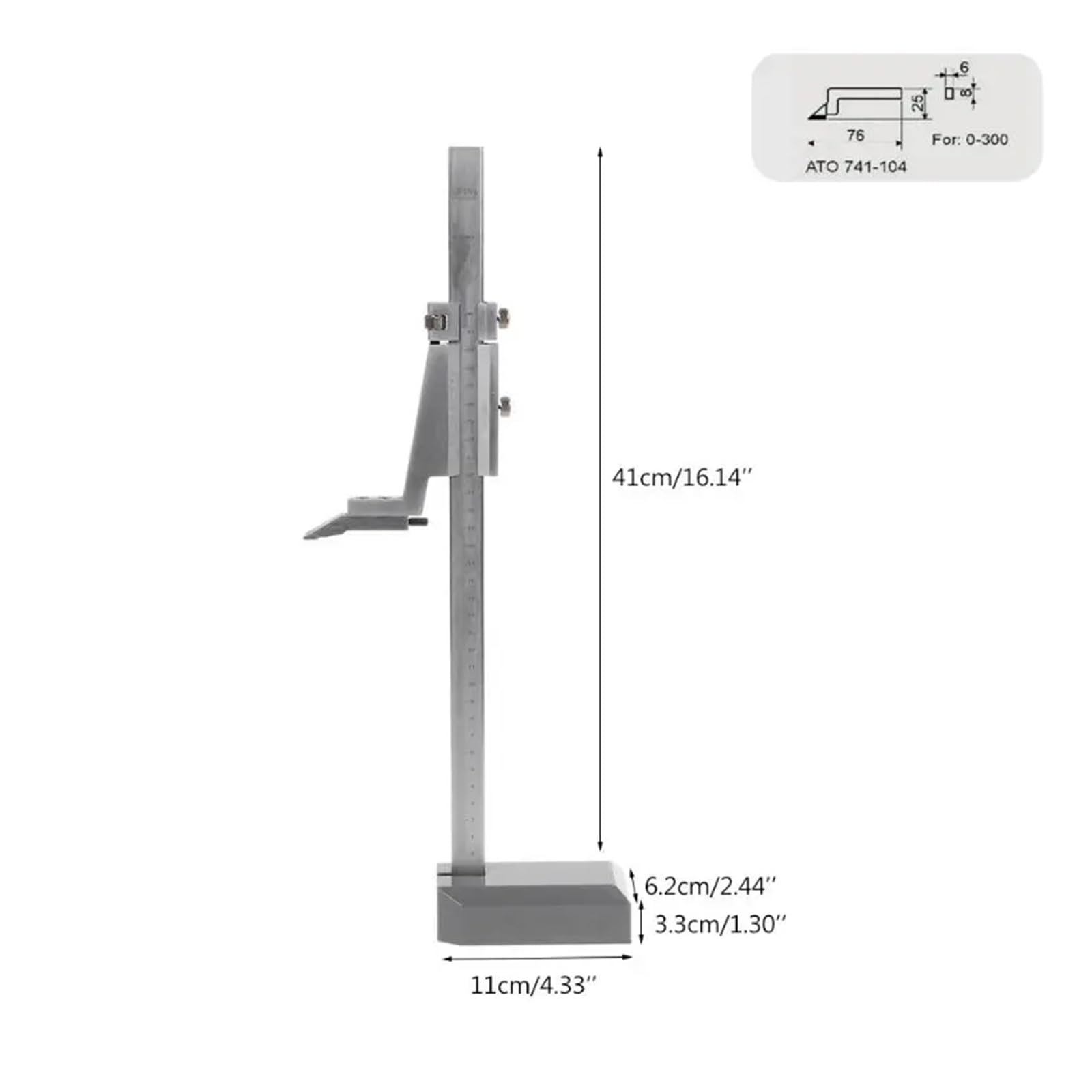 CIRONI 0–300 mm metrischer Edelstahl-Höhenmessschieber, Höhenschiebelehre, Markierungslineal for die Arbeit zu Hause, Heimwerken