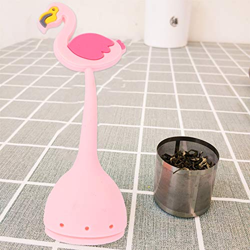 Cabilock - Colino da tè in acciaio inox in silicone, con motivo fenicottero, per tè sfuso, tazza da tè, thermos, caraffa… - immagine 4