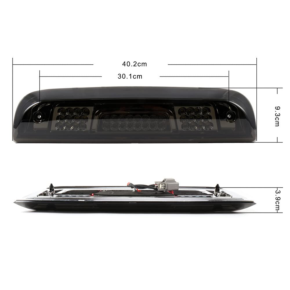 LBRST Rear High Mount Stop Brake Lights LED Third Brake Cargo Light Fit For Chevrolet 2014-2018 For GMC 2014-2018 Third Rear Cab Roof Center Tail Cargo Lamp Chrome+Smoke Lens