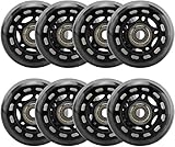 FuTaiKang 8 Pack 64mm Inline Skate Wheels Black 64mm Skates Replacement Wheels with Bearings