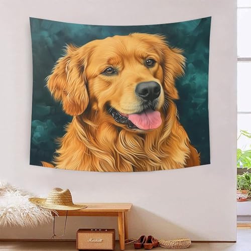 Tapisserie d'art mural Golden Retriever effet 3D tissu premium