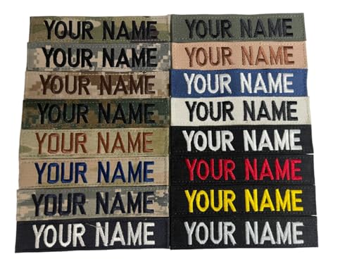Custom Uniform Embroidered Military Name Tape, Army Airforce Police, Sew-on or with Fastener (Black...