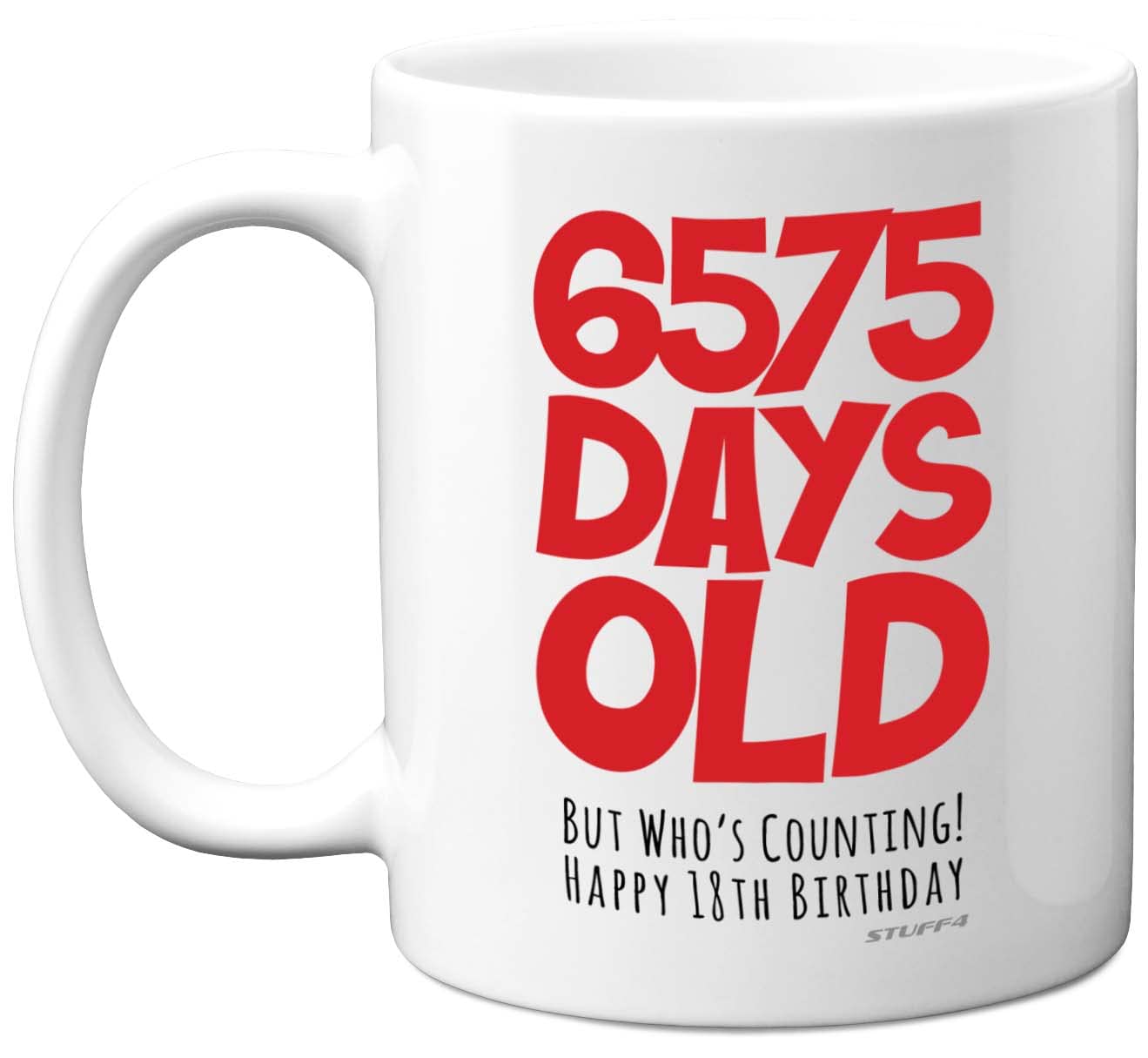 18th Birthday Mug Gift for Boys Girls Him Her - 6575 Days Old - Funny Teenager Eighteen Eighteenth Happy Birthday Present for Brother Sister Son Daughter Cousin, 11oz Ceramic Dishwasher Safe Mugs