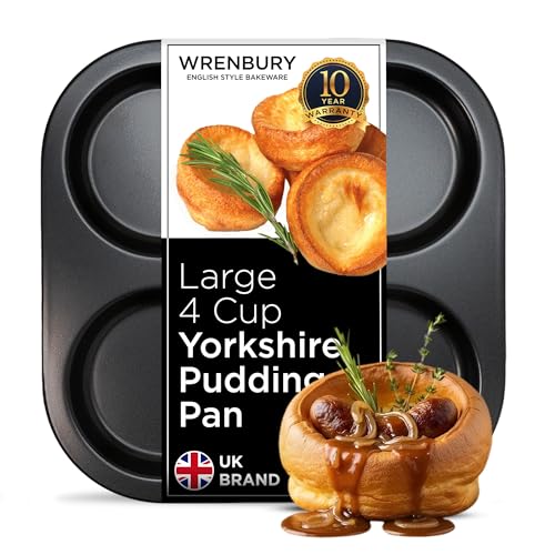 Wrenbury Large Yorkshire Pudding Pan Heavy Duty - Non-Stick Perfect Glide