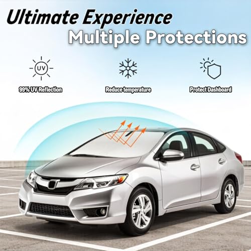 Image of Windshield Sun Shade for Honda Civic 2012-2015, Car Front Window Sunshade with 240T Sun Visor Protector Blocks UV Rays Heat Sun Shield Accessories