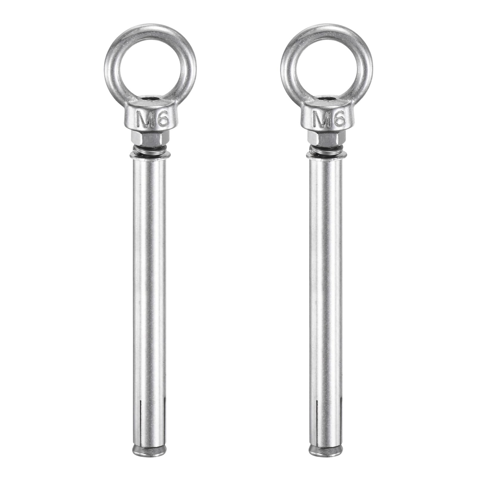 M METERXITY 2-Pack Concrete Anchors Eye Bolt, M6x120mm 304 Stainless Steel Wall Concrete Brick Anchor Expansion Bolts Fastener Screw for Shade Sails/Clothesline/Fences, Shoulder Eyebolt