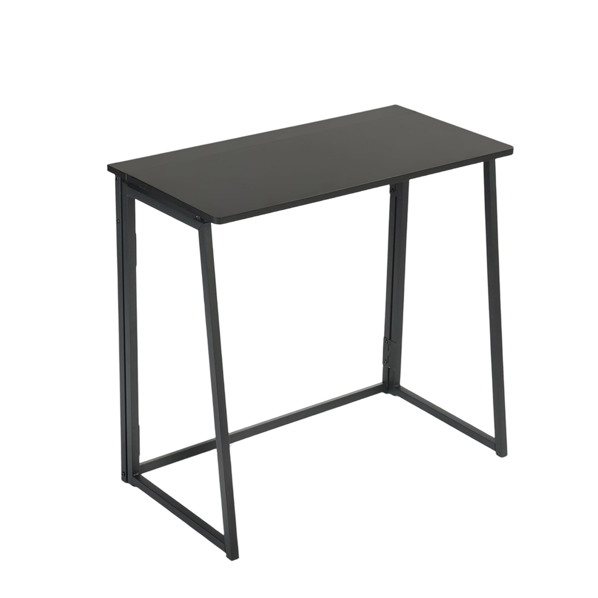 FurnitureR Scrivania compatta e pieghevole, vassoio in legno effetto nero e telaio in metallo, facile da trasportare e riporre, per camera da letto, soggiorno o ufficio, nero, 80 x 40 x 74 cm
