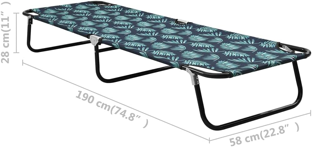 Outdoor Bed for Patio, Backyard, Garden, Outside Tanning Chairs,Beach Chair Lounge Chair with Steel Frame and Breathable Textile Fabric,Folding Sun Lounger Steel Leaf Pattern