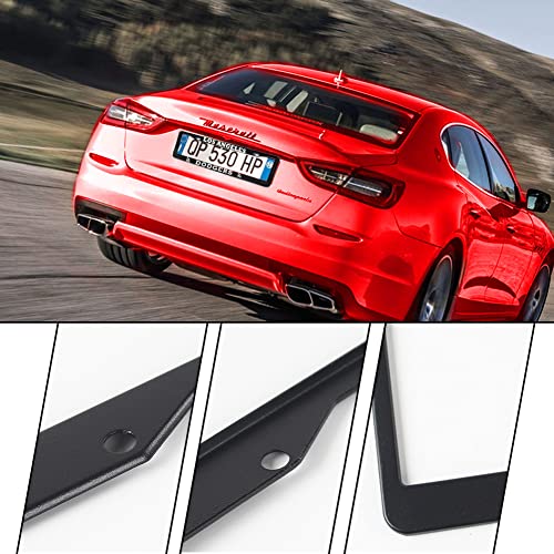 License Plate Frames for Dodgers Sport Fans, 2 Pack Aluminum Alloy Anti-Corrosion License Plate Holder with Screw Caps Cover, US Size (Black) — view 3