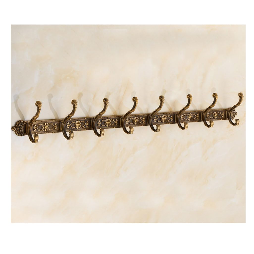 Lmysxaoz Bronze Vintage Metal Coat Rack Wall Mount, Aluminum Thickened Hooks Hanging Rail Clothes Towel Racks For Bathroom Entryway Bedroom Behind The Door 8Hook