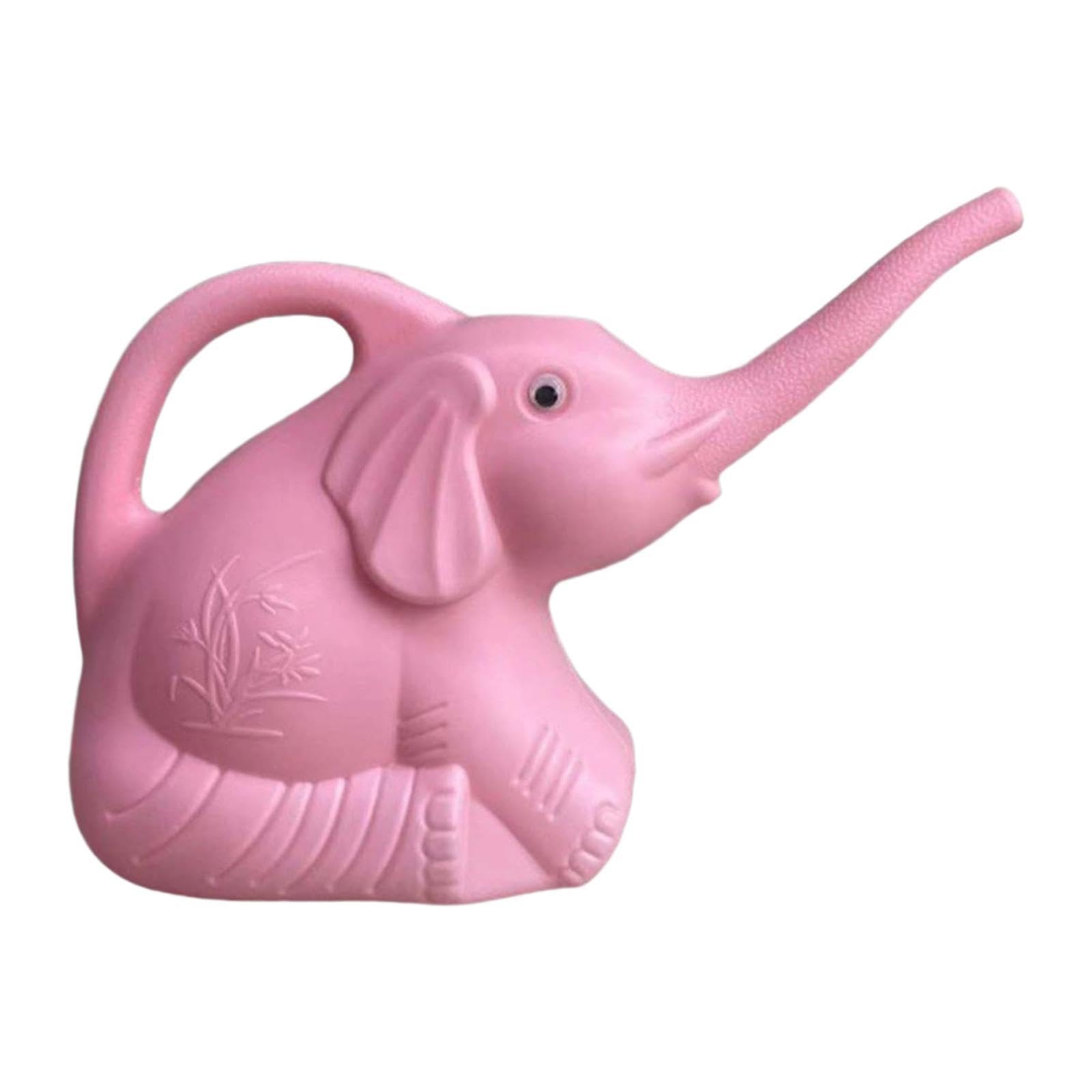 Fenteer Elephant Shaped Kids Watering Can Children Watering Pot Long Spout Small Water Can Cute 2L Plant Waterer for Kids Girls Boys for Indoor Outdoor Garden Plants, Pink