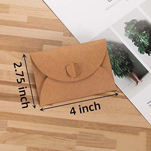 50Pcs Gift Card Envelopes, 4 X 2.75 Inch Mini Square Gift Card Holder, Brown Kraft Paper Envelope With Heart Shaped Clasp For Wedding Invitation, Greeting Cards, Gift Cards, Business Cards #TOP4