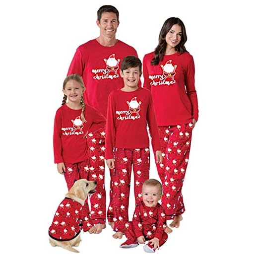 K-youth Ropa de Casa Familia Conjunto de Pijamas Familiares Unisexo Papá Noel Pijamas de Navidad Familiares Ropa de Dormir Padre Hijo Manga Larga Tops y Pantalones Largos(Mujer, S)