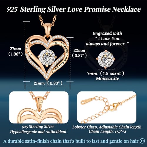 Image of CDE S925 Birthstone Heart Pendant Necklaces Jewelry Gifts for Wife