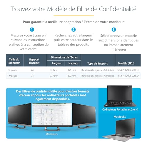 Écran de confidentialité pour ordinateur 19" StarTech.com protégeant vos données au bureau - 5
