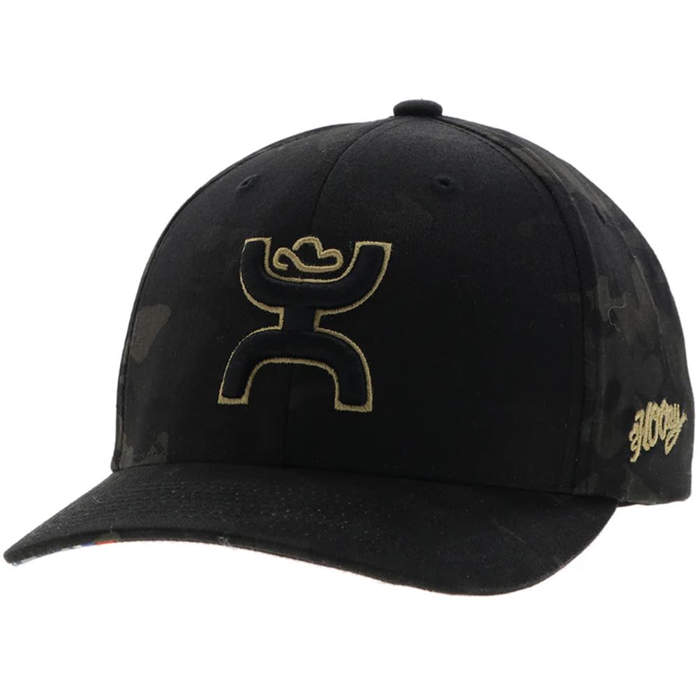 HOOEY Chris Kyle Adjustable Snapback Hat – Mid Profile 6-Panel Breathable Mesh Baseball Cap, Trucker Hat for Men and Women, Black Camo, One size