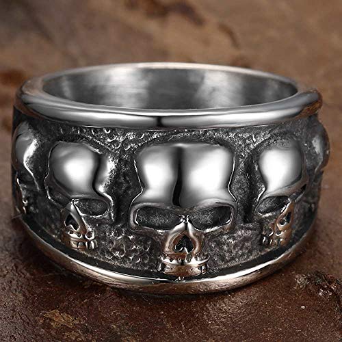 Jude Jewelers Retro Vintage Stainless Steel Gothic Death Skull Skeleton Cocktail Party Biker Statement Halloween Ring3