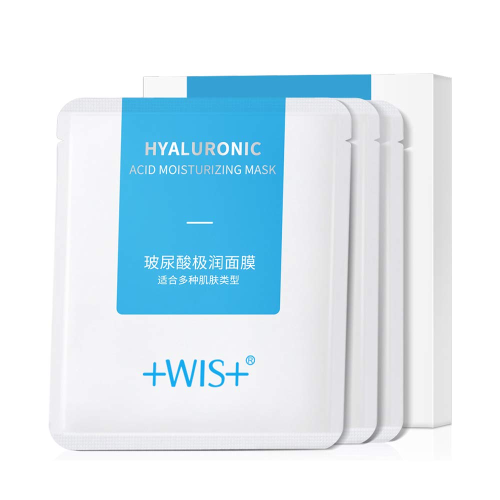 +WIS+ Hyaluronic Acid Essence 5 Mask,with Aloe Vera, Vitamin B5, Deep Hydration and Moisturizing Anti Aging Facial Mask,Beauty Mask For All Skin Care Type (pack of 5)