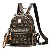NAITOKE Rucksack Damen Klein Elegant lederrucksack Kommt mit einem kleinen Portemonnaie Rucksack handtaschen für Damen,Braun