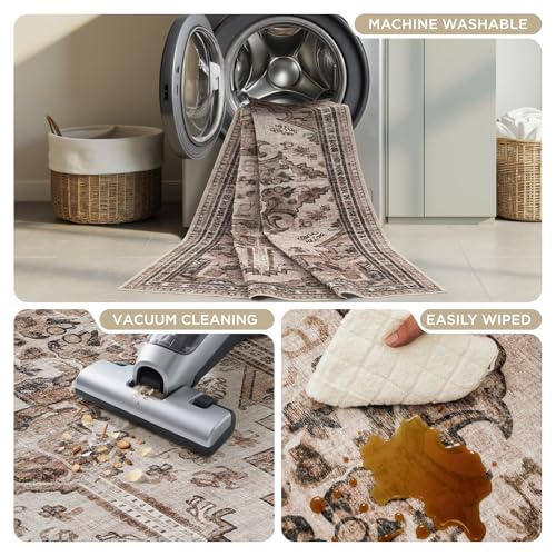 Tapis vintage antidérapant et lavable pour sécuriser le salon - 6