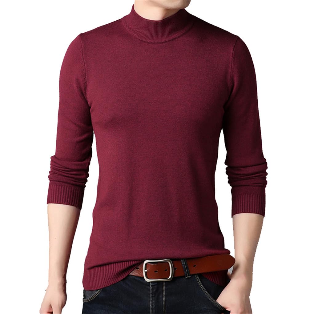 Męski solidny sweter z okrągłym dekoltem dzianinowe wąskie swetry oversize casual biznesowy sweter