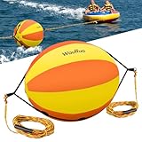 Towable Tow Rope Booster Ball, Tube Rope for Boat Tubing, 60 ft Rope for Lift and Visibility with 2600lb Break Strength for Boating, Water Sports