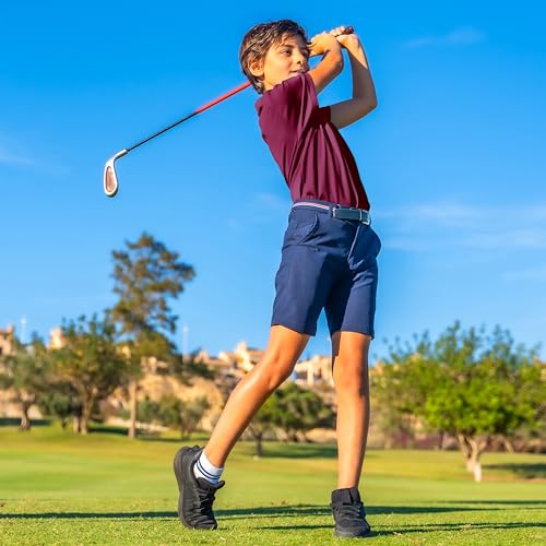 Image of Boys Polo Shirts Short Sleeve Striped Performance Moisture Wicking Dry Fit Golf Shirts for Boys Youth Kids