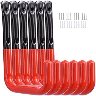 Ihomepark Garage Storage Utility Hooks, Heavy Duty Wall Mounted Shed Shop Utility Hangers Organizer for Tools,Bikes,Ladders,Chairs and Hose(6 Pack, Black)