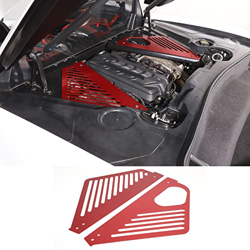 Engine Bay Panel Cover Compatible with Chevrolet Corvette C8 Stingray 2020-2024, Aluminum Engine Compartment Left Right Engine Case Guard Protector Accessories, Not for E-ray Version(Inclined Hole)