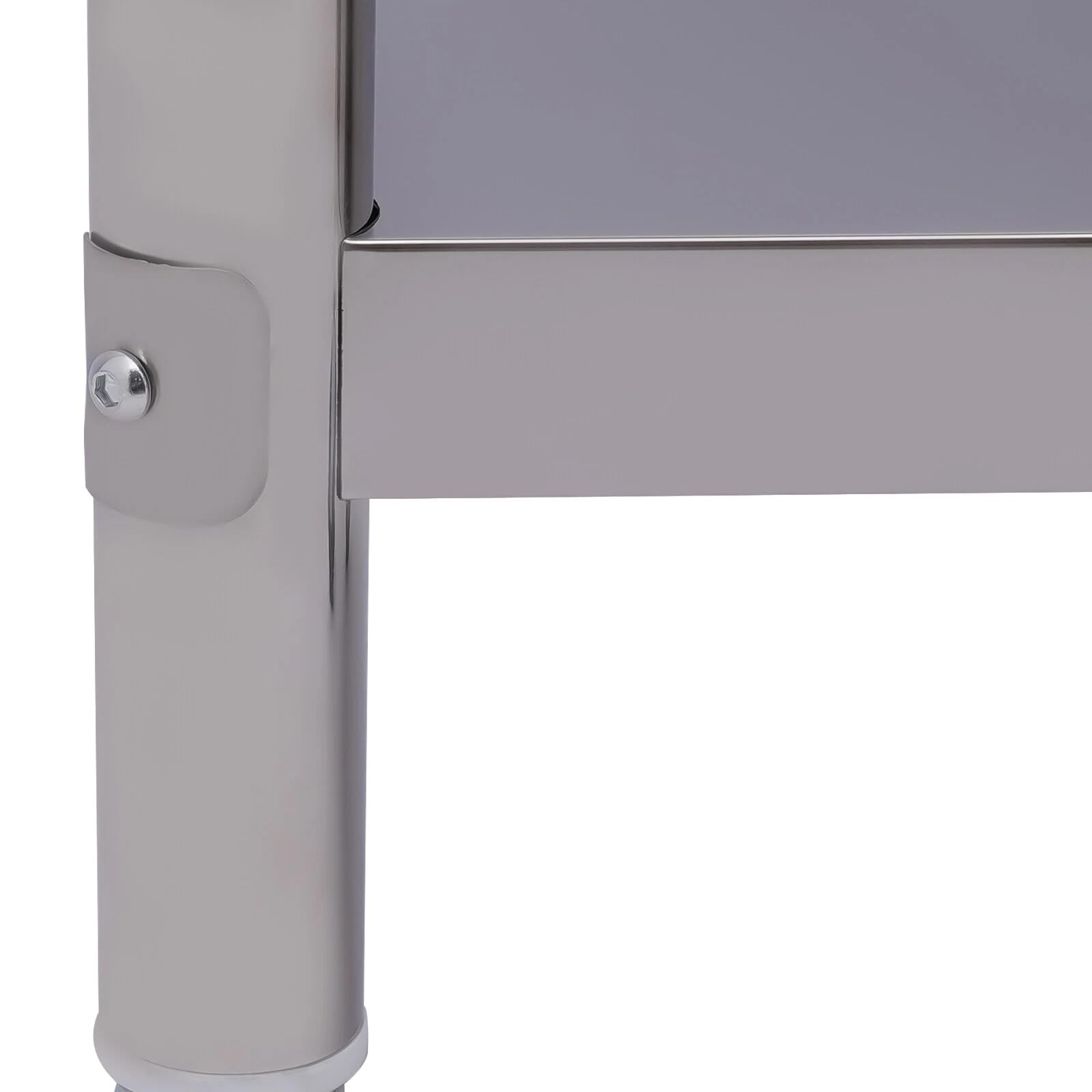 Mesa de trabajo (acero inoxidable, 60 x 30 x 85 cm, mesa de trabajo, 201 minimalista, con ruedas y estante inferior carga 300 kg, mesa de trabajo cocina