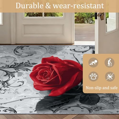 Tapis de sol antidérapant fleurs rose et descente de lit - 5